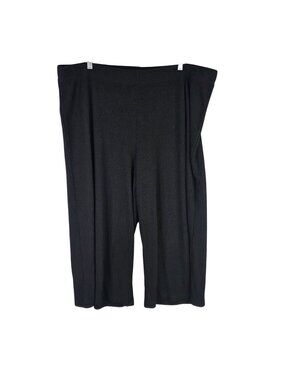 Womens Gap Black Ribbed Knit Wide Leg Pants Cotton Blend Stretch Size XL
